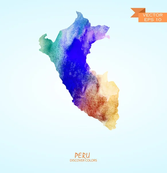 Aquarellkarte von Peru — Stockvektor