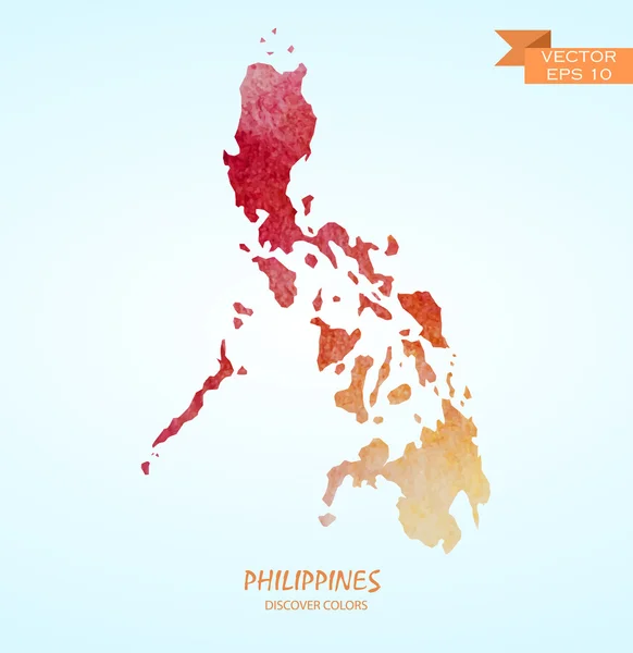 Mapa de acuarela de Filipinas — Vector de stock