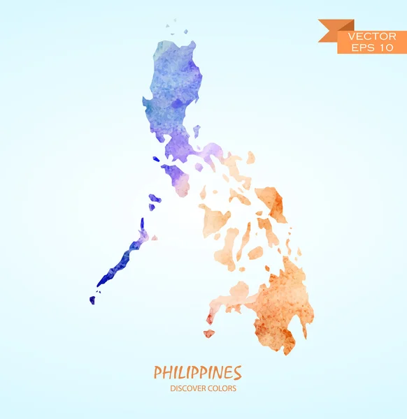 Mapa de acuarela de Filipinas — Vector de stock