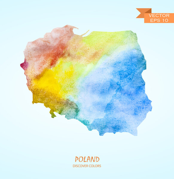 акварельная карта Польши
