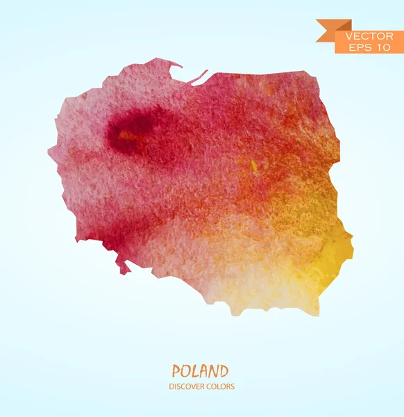 Aquarellkarte von Polen — Stockvektor