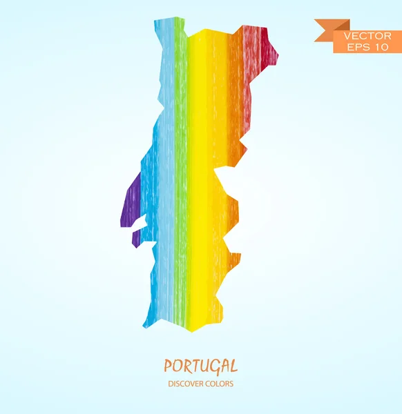Mapa de trazo de lápiz de Portugal — Vector de stock