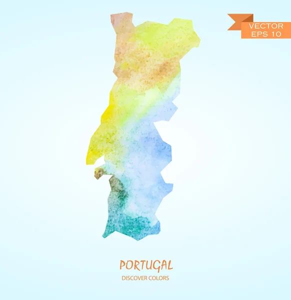 匹配的葡萄牙水彩电子地图 — 图库矢量图片