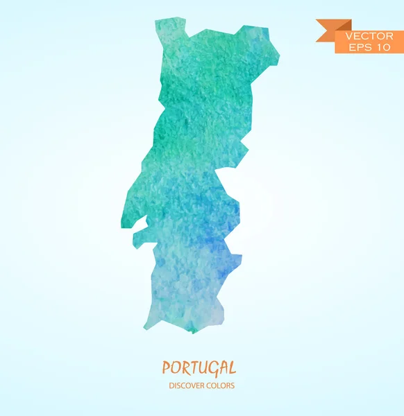 匹配的葡萄牙水彩电子地图 — 图库矢量图片