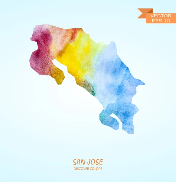 Carte aquarelle de San Jose — Image vectorielle