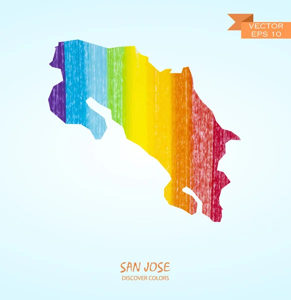 Carte coup de crayon de San Jose — Image vectorielle