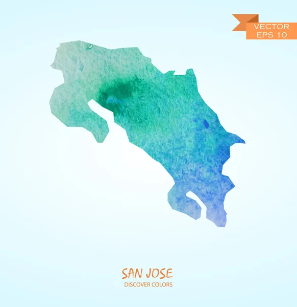 Акварель карту Сан-Хосе — стоковий вектор