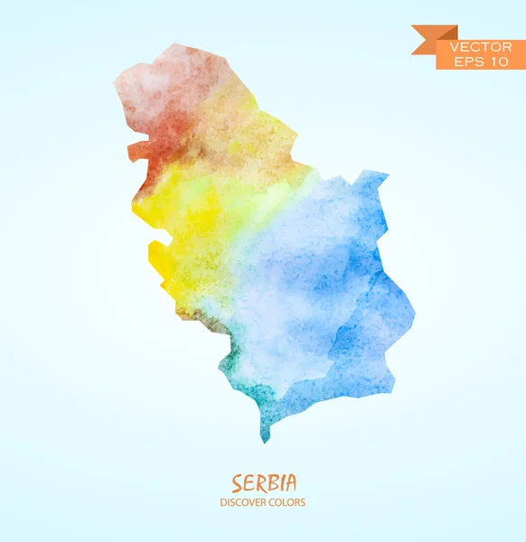 Akvarell karta över Serbien — Stock vektor