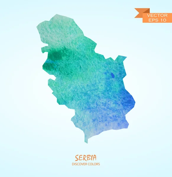 Carte aquarelle de Serbie — Image vectorielle