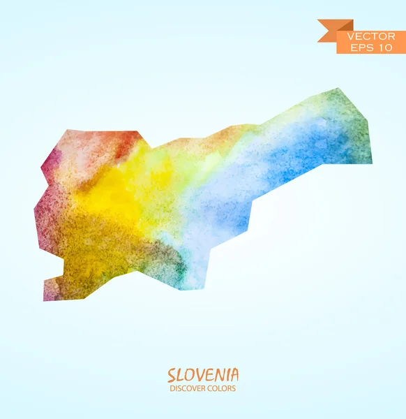 Akvarell karta över Slovenien — Stock vektor