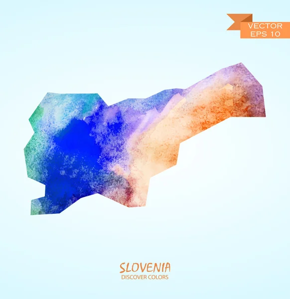 スロベニアの水彩の地図 — ストックベクタ