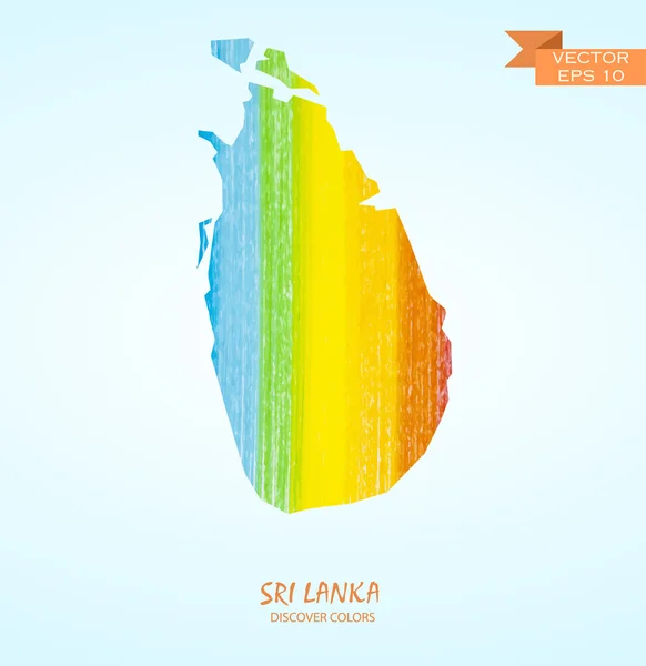 铅笔描边的斯里兰卡地图 — 图库矢量图片