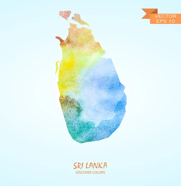 水彩的斯里兰卡地图 — 图库矢量图片