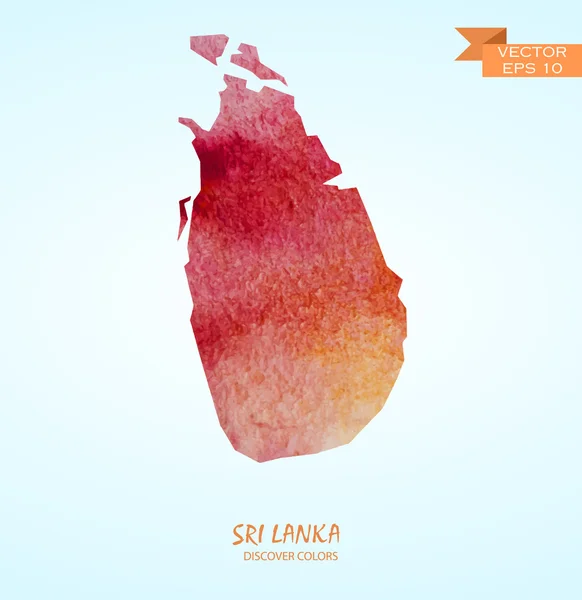 Mapa de acuarela de Sri Lanka — Vector de stock