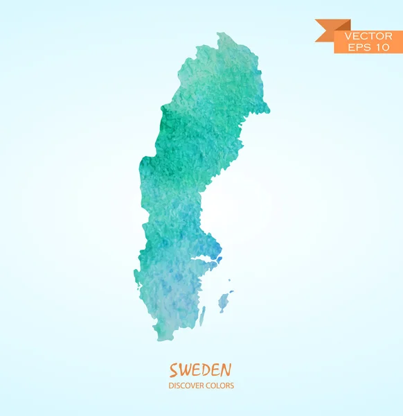Aquarel kaart van Zweden — Stockvector