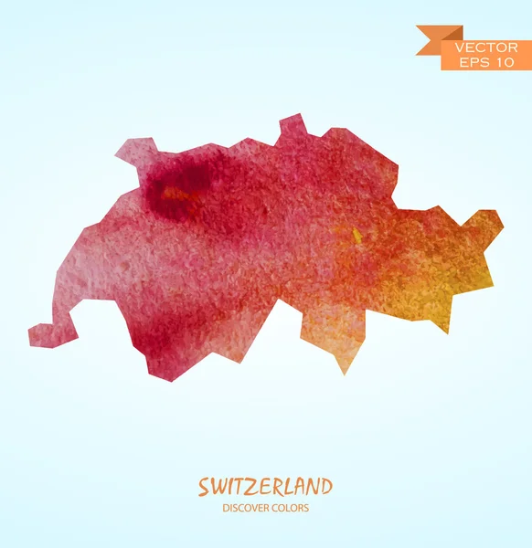 Aquarellkarte der Schweiz — Stockvektor