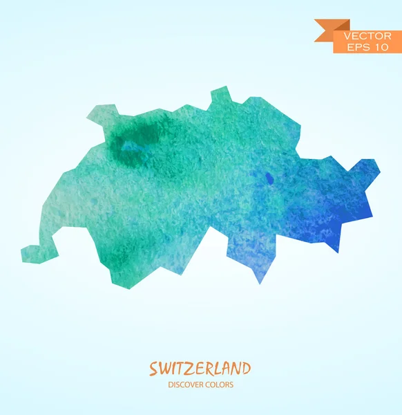 Mapa de acuarela de Suiza — Archivo Imágenes Vectoriales