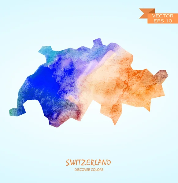 Watercolor map of Switzerland — Stock Vector