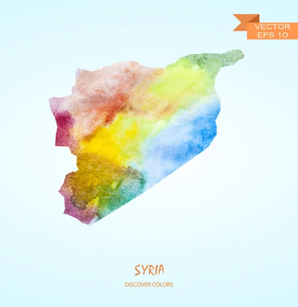 시리아의 수채화 지도 — 스톡 벡터