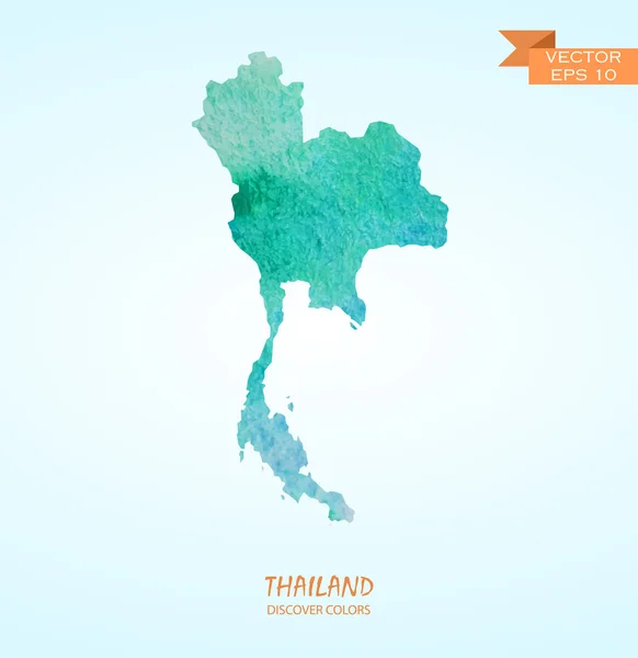 Aquarellkarte von Thailand — Stockvektor