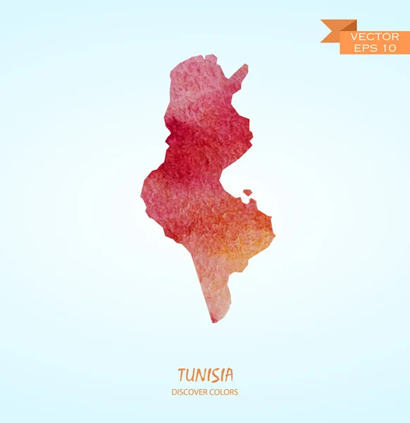 Watercolor map of Tunisia — Stock Vector