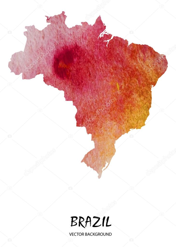 watercolor stroke map of Brazil