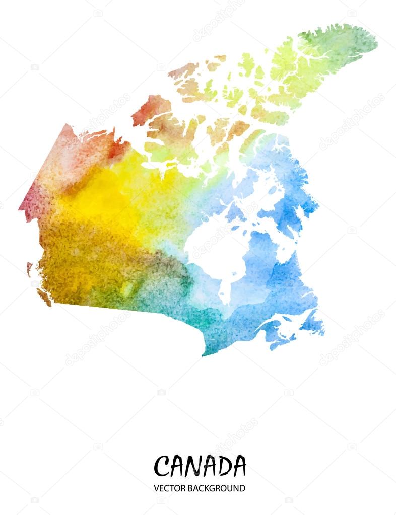 watercolor map of North America