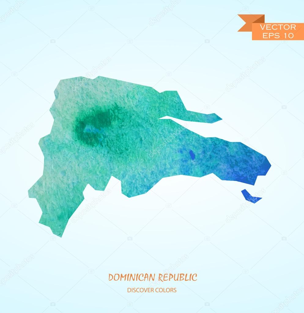watercolor map of Dominican republic