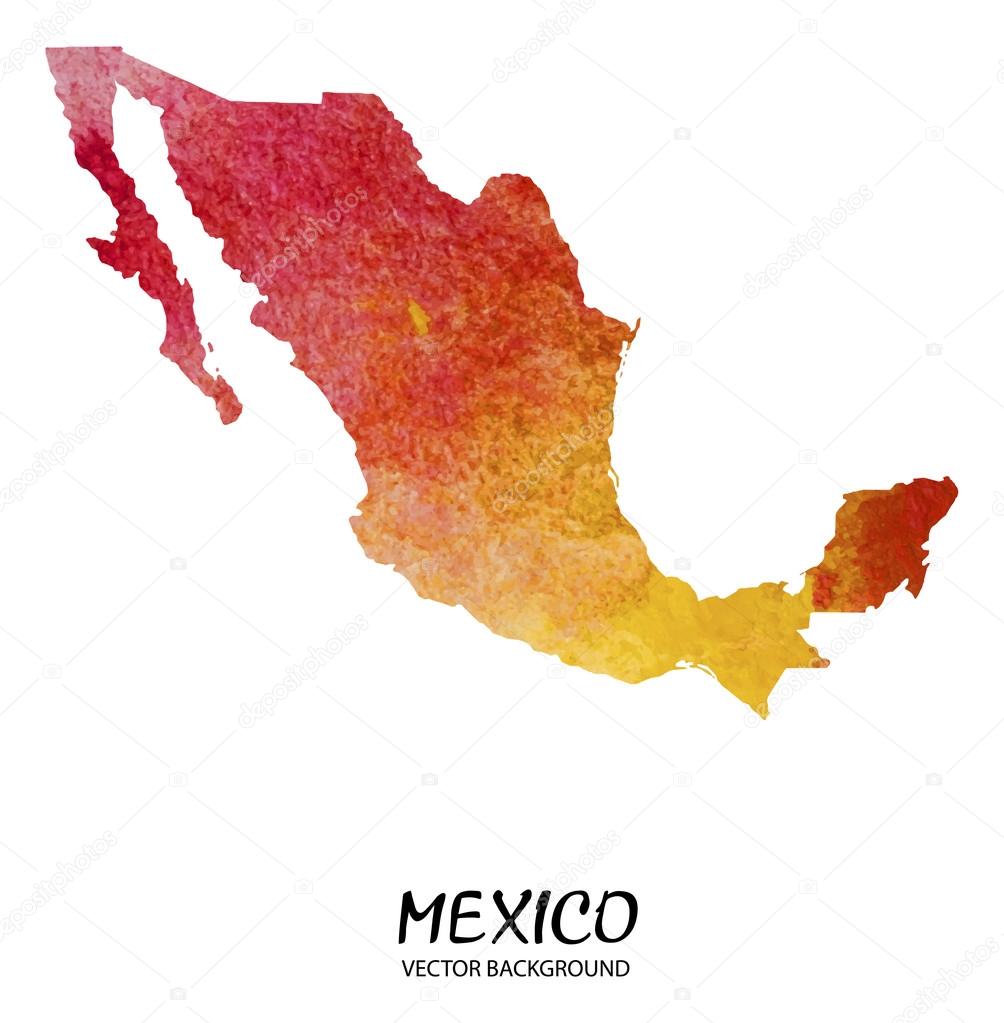 watercolor map of Mexico