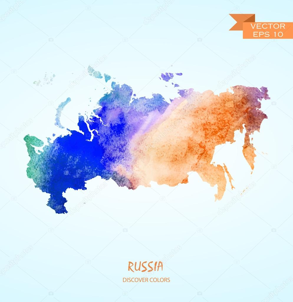 watercolor map of Russia