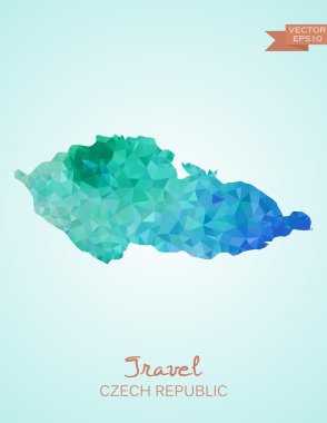 Çek Cumhuriyeti haritası düşük Poli