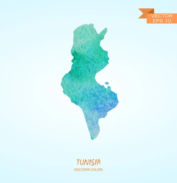 Aquarel kaart van Tunesië — Stockvector