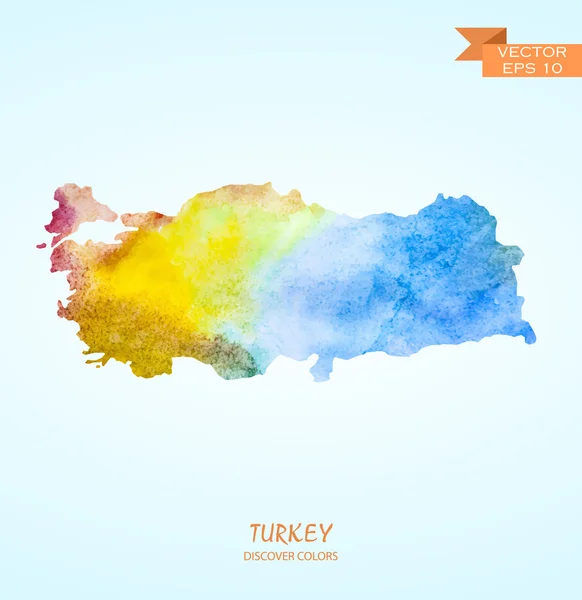 Carte aquarelle de Turquie — Image vectorielle