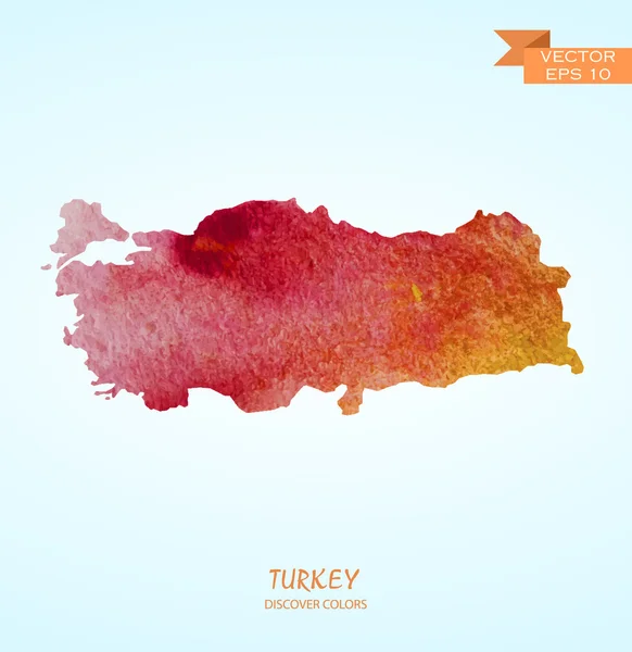 トルコのマップを水彩 — ストックベクタ