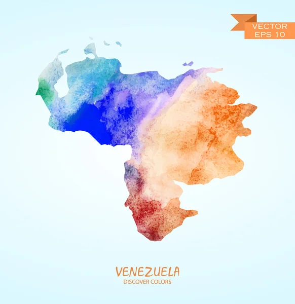 Akvarell karta över Venezuela — Stock vektor