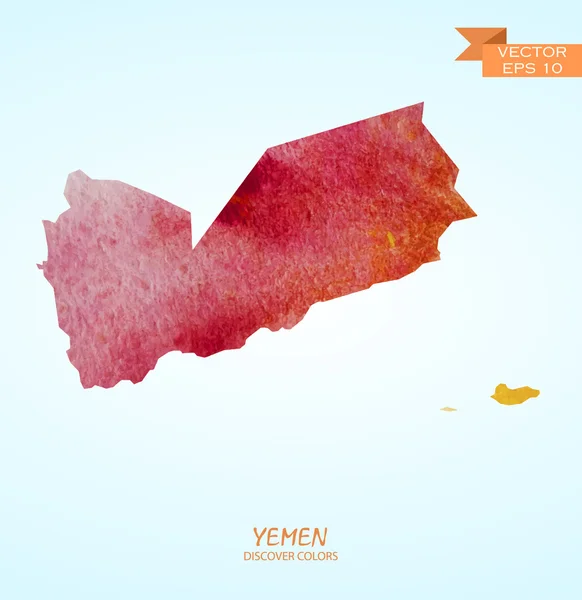 고립 된 예멘의 수채화 지도 — 스톡 벡터