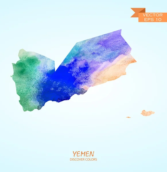 고립 된 예멘의 수채화 지도 — 스톡 벡터