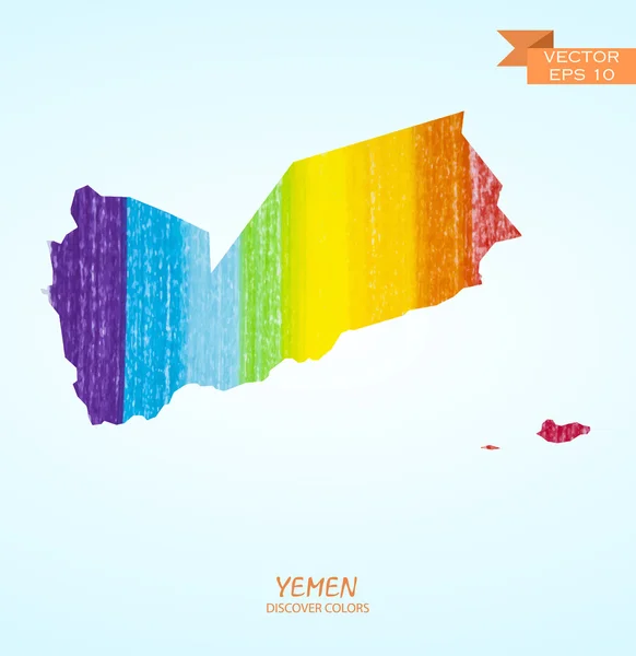 예멘의 연필 선 지도 — 스톡 벡터