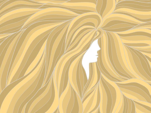 Perfil de mujer rubia con pelo largo — Vector de stock