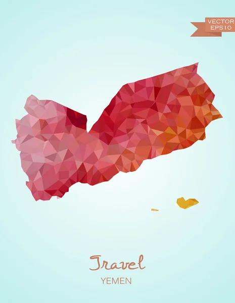 Low Poly Map of Yemen — Stock Vector