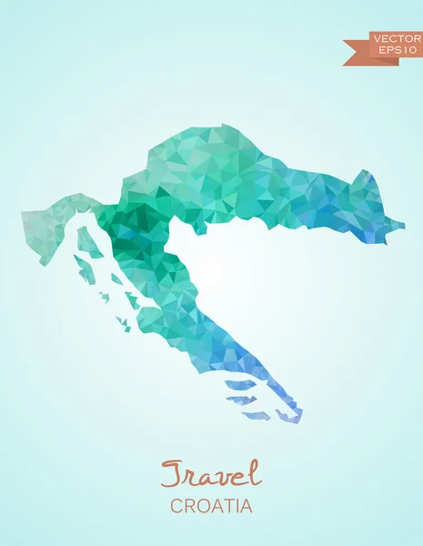 Carte à faible poly de Croatie — Image vectorielle