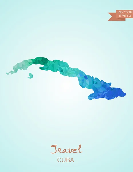 キューバの低ポリ地図 — ストックベクタ