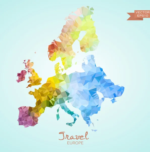 Mapa de Poly de Europa — Vector de stock