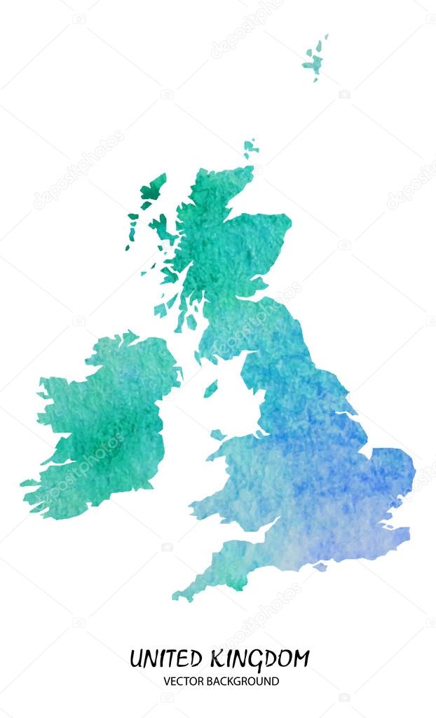 watercolor map of United Kingdom