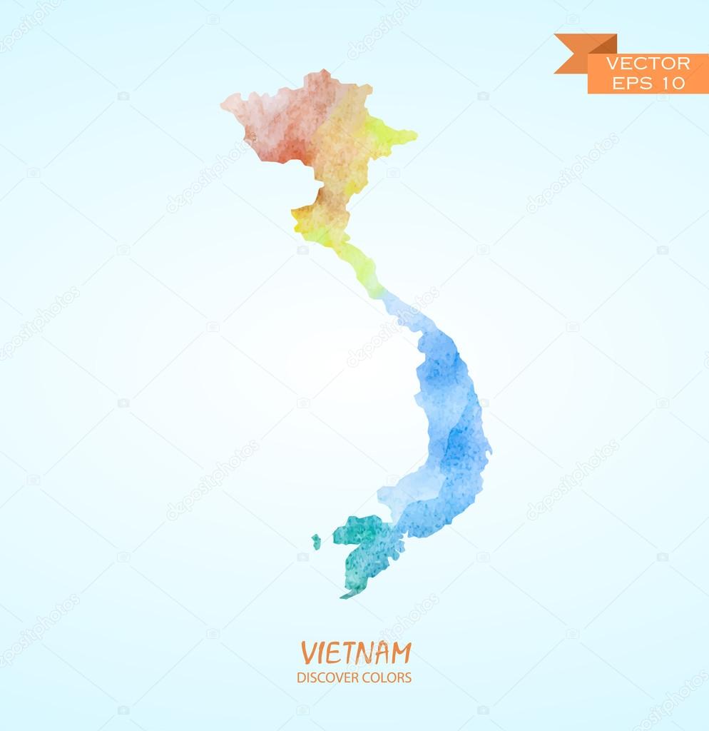 watercolor map of Vietnam