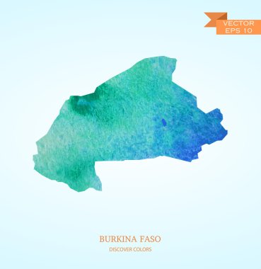 Burkina Faso Haritası suluboya kroki