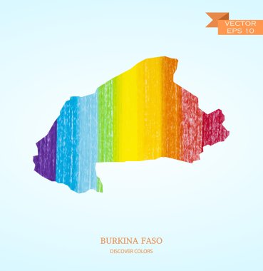 Burkina Faso Haritası suluboya kroki