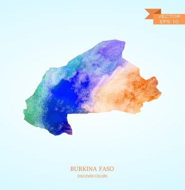 Burkina Faso Haritası suluboya kroki