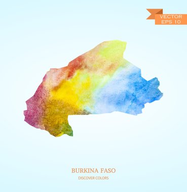 Burkina Faso Haritası suluboya kroki