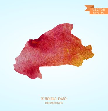Burkina Faso Haritası suluboya kroki